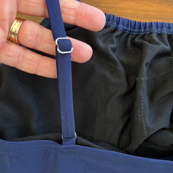 NWT{Hold Pose}Sz S High Neck Midnight Blue Tankini & Bottoms - Picture 6 of 14